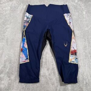 Lucas Hugh Leggings‎ Womens Large Blue Cropped 16" Inseam Yoga Activewear